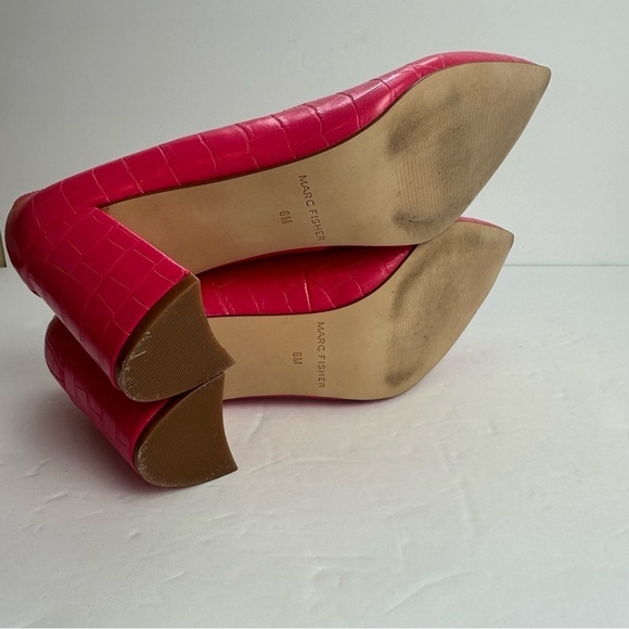 Marc Fisher Caitlin Women's size 8 Pointy Toe Pump Block Heel Slip On Shoes Pink - Picture 6 of 10